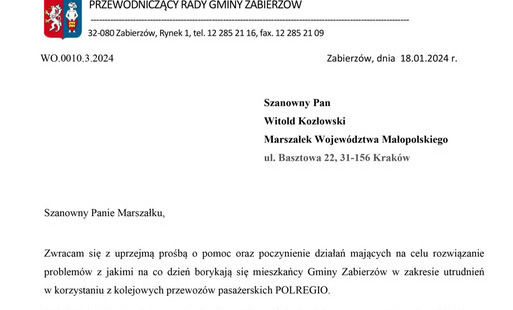Zdjęcie do Pismo Przewodniczącego Rady Gminy ws. utrudnień w korzystaniu z kolejowych przewoz&oacute;w pasażerskich POLREGIO