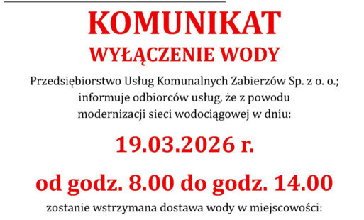 Zdjęcie do Przerwa w dostawie wody &ndash; Brzoskwinia (19.03.2026 r.)