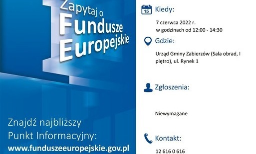 Zdjęcie do Mobilny Punkt Informacyjny Funduszy Europejskich w Zabierzowie - 07.06.2022 r.