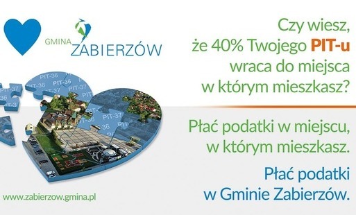 Zdjęcie do Płać podatki w miejscu, w kt&oacute;rym mieszkasz. Płać podatki w Gminie Zabierz&oacute;w.