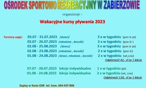 Zdjęcie do Wakacyjne kursy pływania w OSR