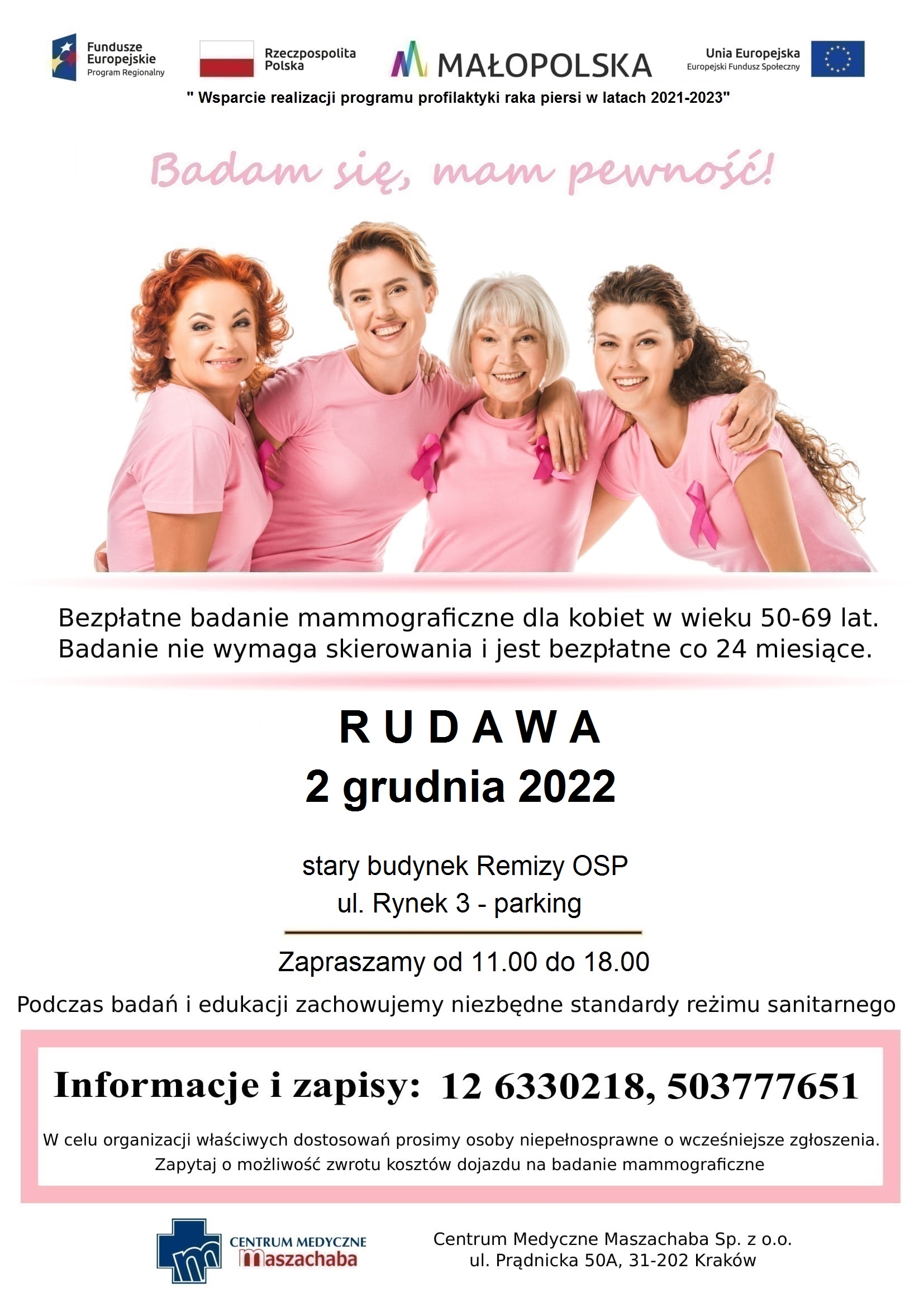 Plakat badań mammograficznych