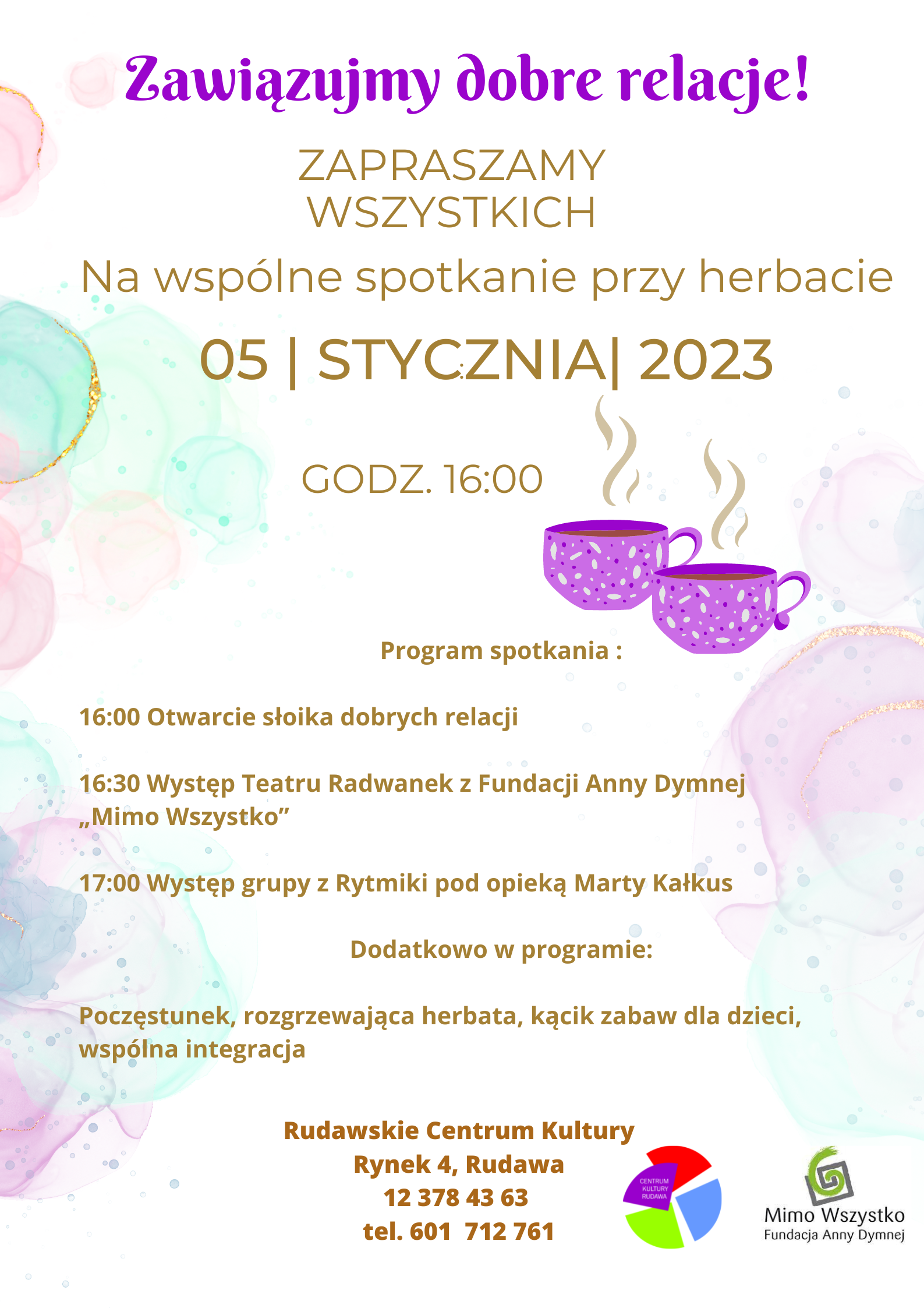 Plakat Spotkania przy herbacie w RCK
