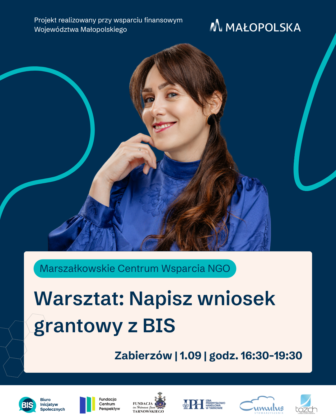 Plakat wydarzenia - warsztaty z pisania wniosków