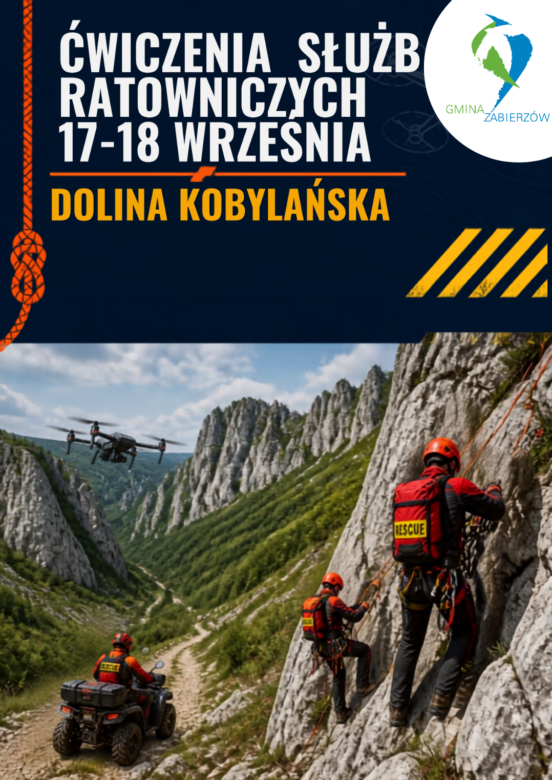 Plakat Plakat informujący o ćwiczeniach w Dolinie Kobylańskiej