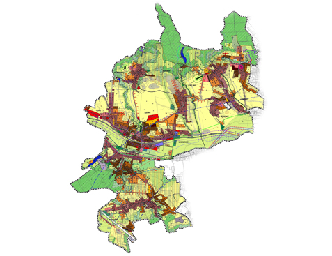 Mapa: Miejscowy plan zagospodarowania przestrzennego dla sołectw: Brzezinka, Brzoskwinia, Karniowice, Kobylany, Młynka, Niegoszowice, Nielepice, Pisary, Radwanowice, Rudawa, Więckowice ("Plan 11 sołectw") Plan obowiązuje od dnia 7 lipca 2004 r.
