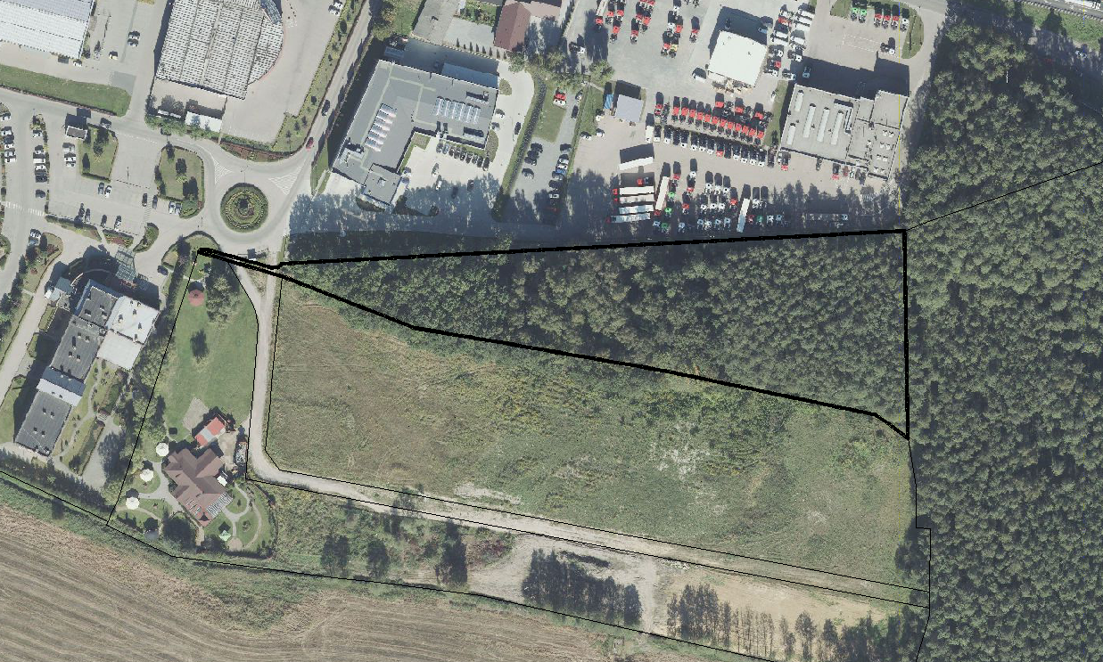 Mapa: Granice wykładanego do publicznego wglądu projektu planu miejscowego