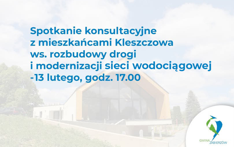 Spotkanie konsultacyjne z mieszkańcami Kleszczowa ws. rozbudowy drogi i modernizacji sieci wodociągowej